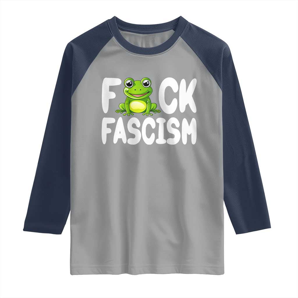Funny Frog Fck Fascism Raglan Shirt Resist Protest Human Rights - Wonder Print Shop