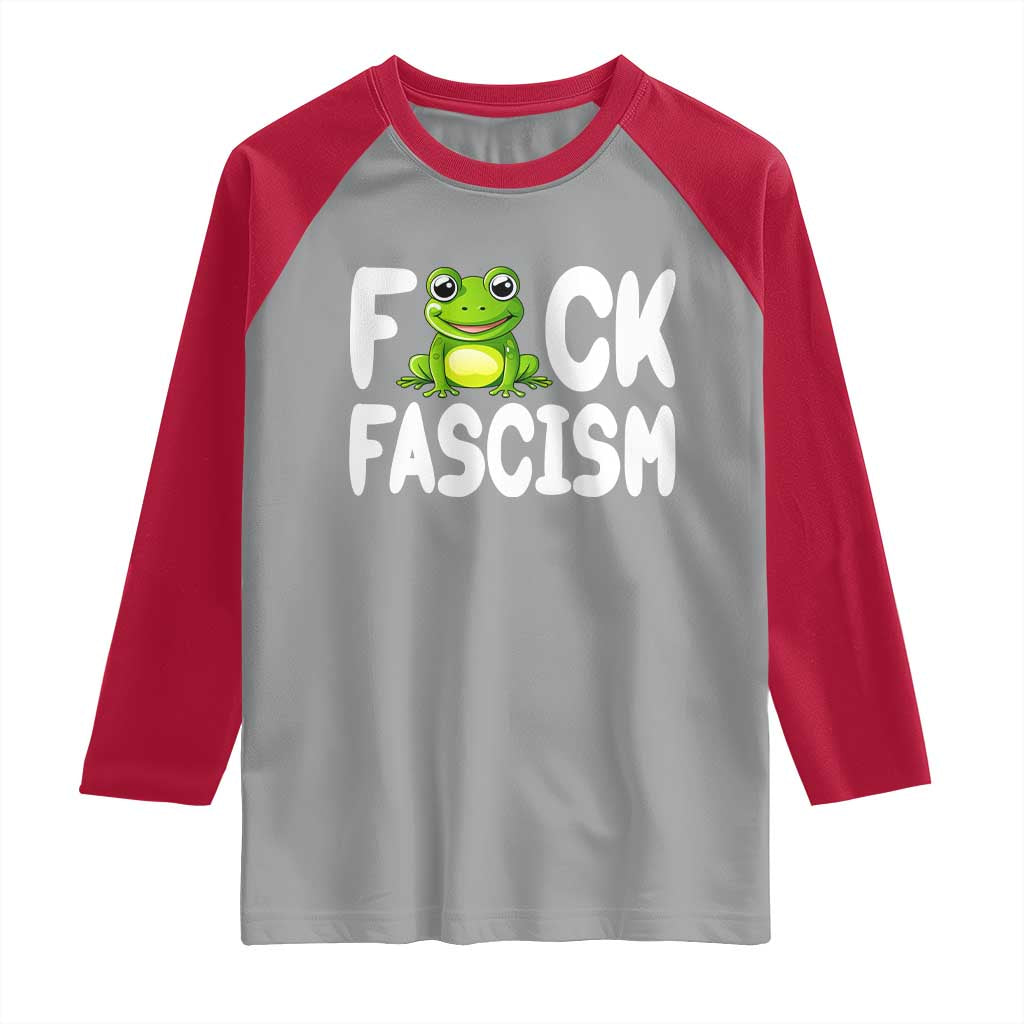 Funny Frog Fck Fascism Raglan Shirt Resist Protest Human Rights - Wonder Print Shop