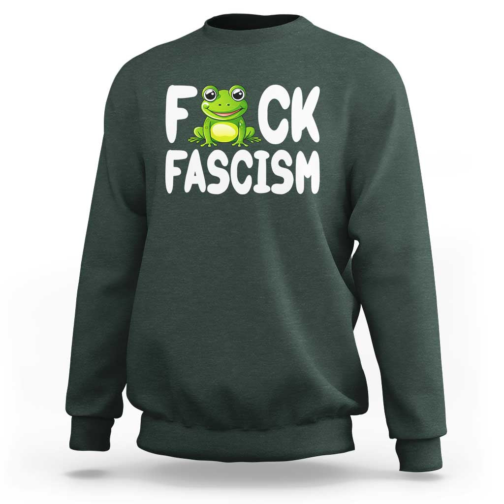 Funny Frog Fck Fascism Sweatshirt Resist Protest Human Rights - Wonder Print Shop