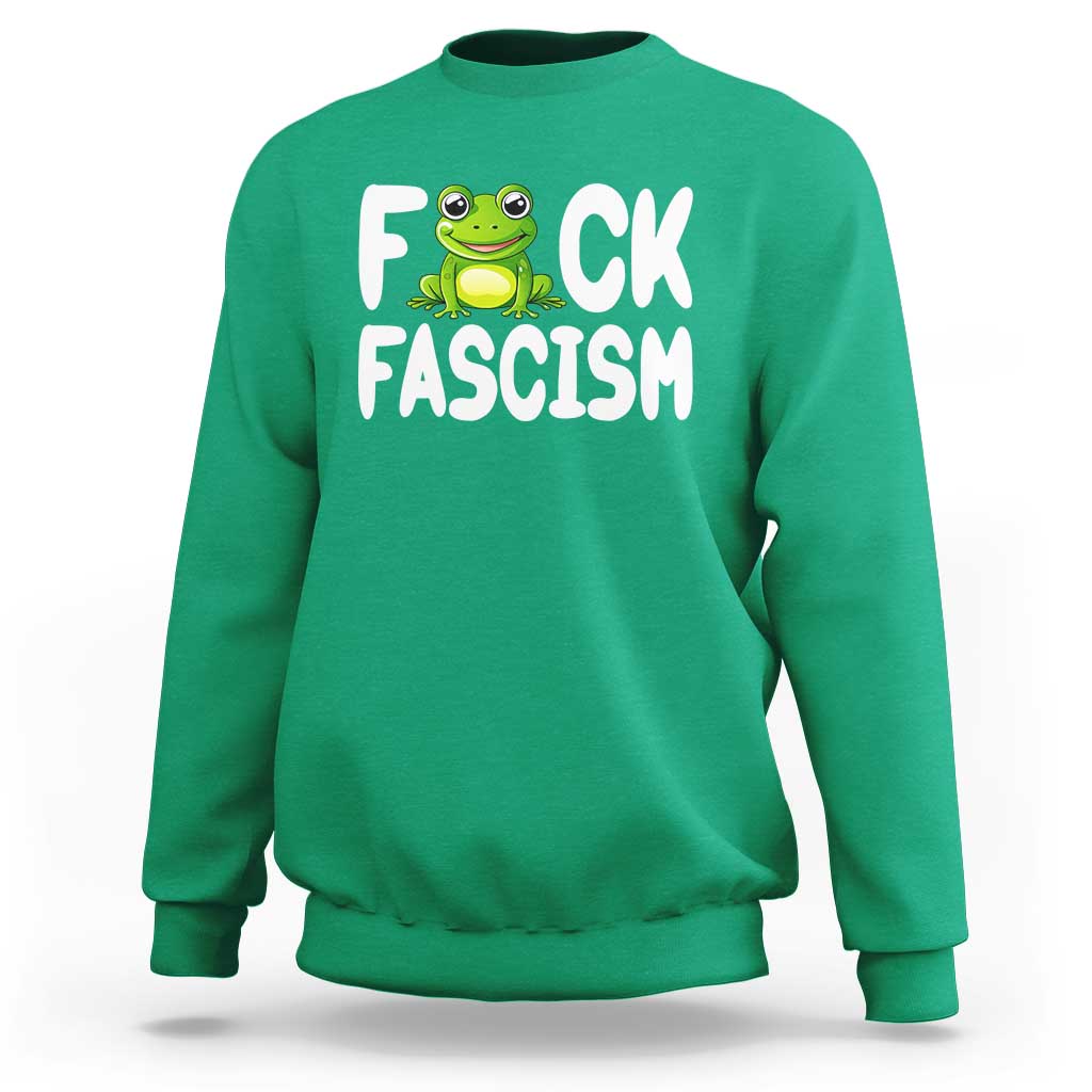 Funny Frog Fck Fascism Sweatshirt Resist Protest Human Rights - Wonder Print Shop