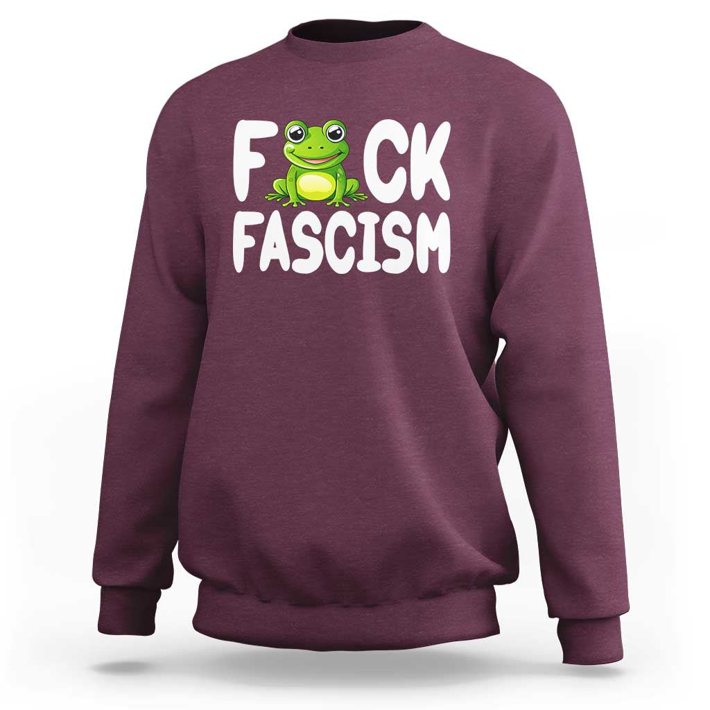 Funny Frog Fck Fascism Sweatshirt Resist Protest Human Rights - Wonder Print Shop