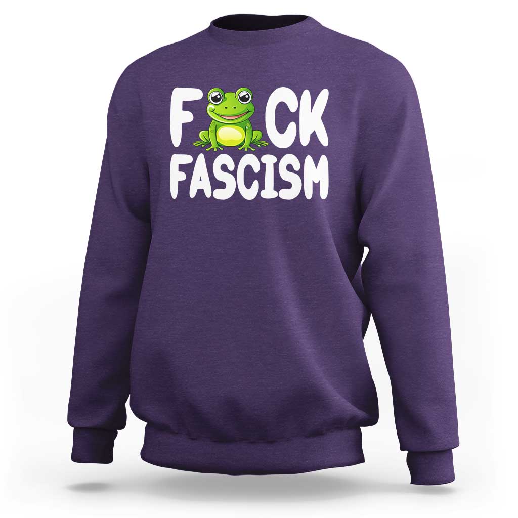 Funny Frog Fck Fascism Sweatshirt Resist Protest Human Rights - Wonder Print Shop