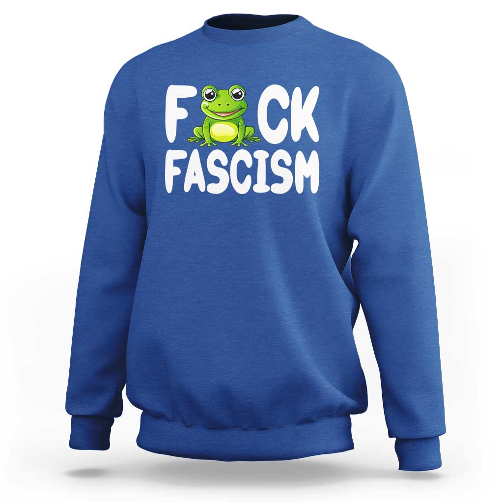 Funny Frog Fck Fascism Sweatshirt Resist Protest Human Rights - Wonder Print Shop