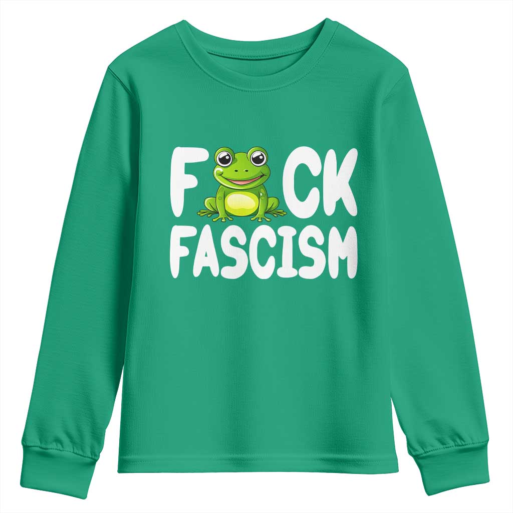 Funny Frog Fck Fascism Youth Sweatshirt Resist Protest Human Rights - Wonder Print Shop