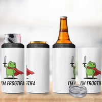 Funny Huzzah Frog 4 in 1 Can Cooler Tumbler Im Frogtifa Knight Resist Protest - Wonder Print Shop