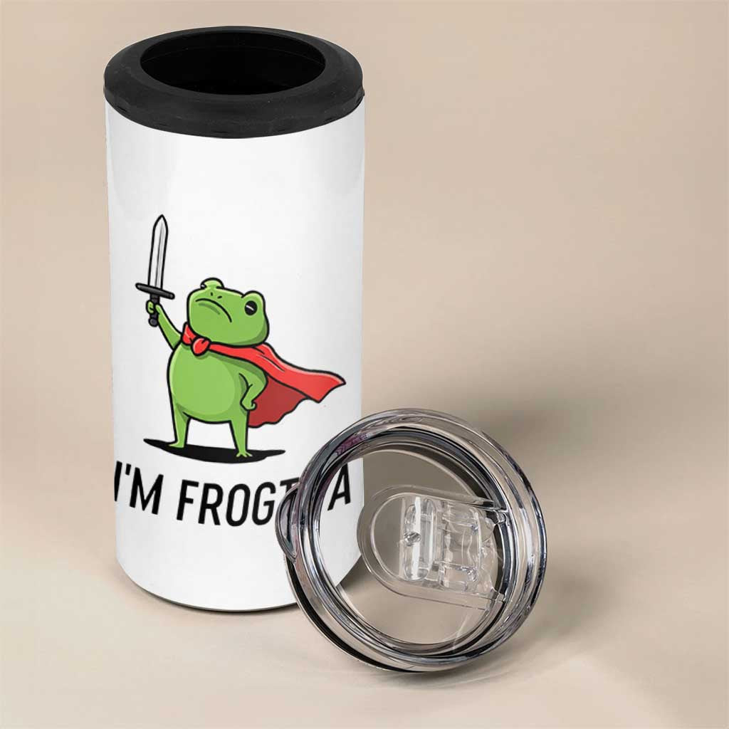 Funny Huzzah Frog 4 in 1 Can Cooler Tumbler Im Frogtifa Knight Resist Protest - Wonder Print Shop