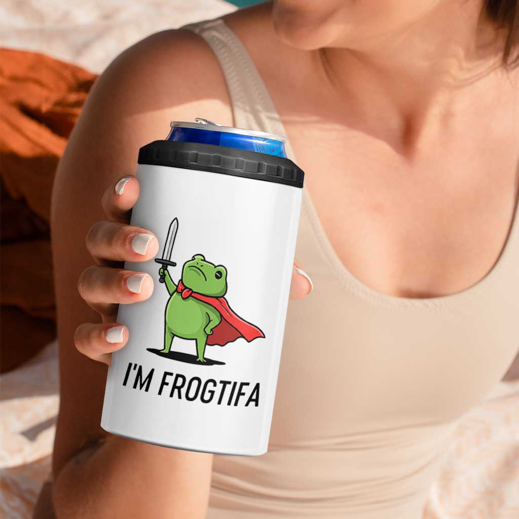 Funny Huzzah Frog 4 in 1 Can Cooler Tumbler Im Frogtifa Knight Resist Protest - Wonder Print Shop
