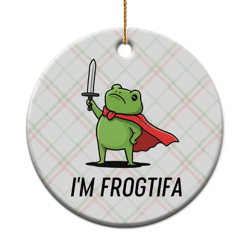 Funny Huzzah Frog Ceramic Ornament Im Frogtifa Knight Resist Protest - Wonder Print Shop
