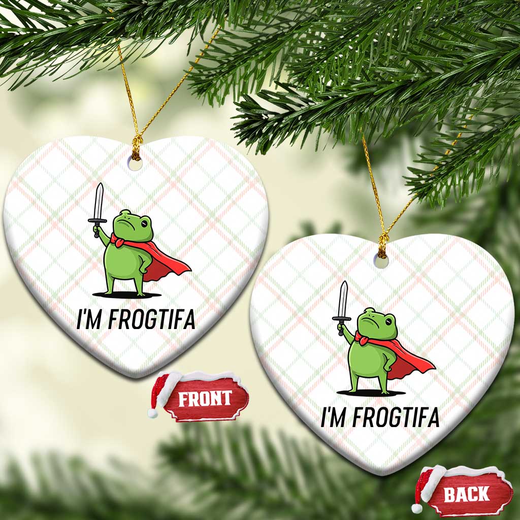 Funny Huzzah Frog Ceramic Ornament Im Frogtifa Knight Resist Protest - Wonder Print Shop