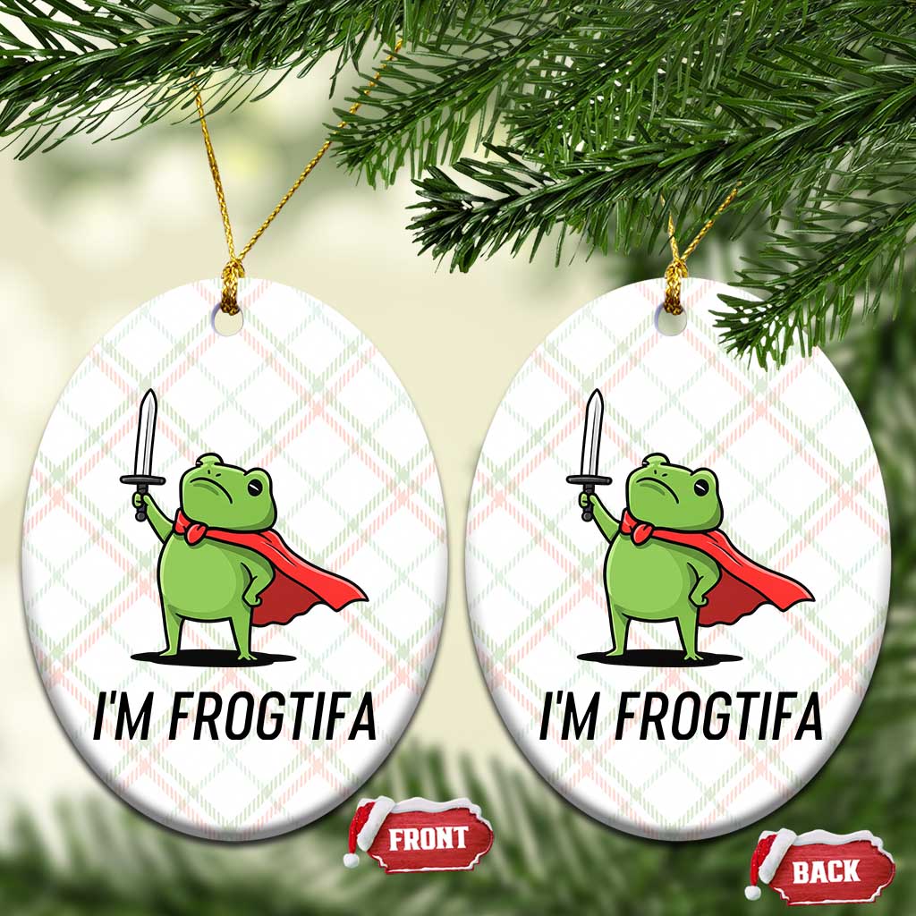 Funny Huzzah Frog Ceramic Ornament Im Frogtifa Knight Resist Protest - Wonder Print Shop
