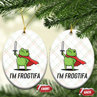 Funny Huzzah Frog Ceramic Ornament Im Frogtifa Knight Resist Protest - Wonder Print Shop