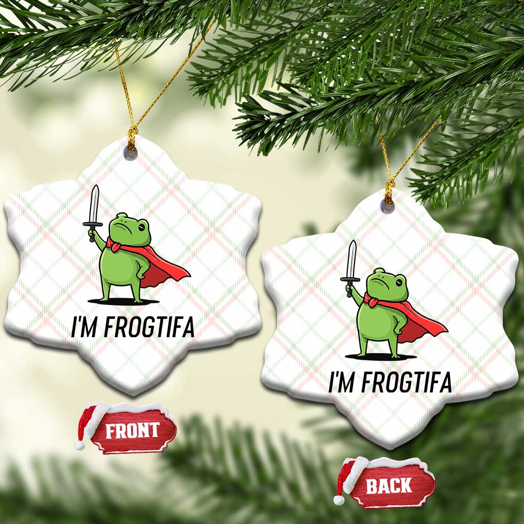 Funny Huzzah Frog Ceramic Ornament Im Frogtifa Knight Resist Protest - Wonder Print Shop