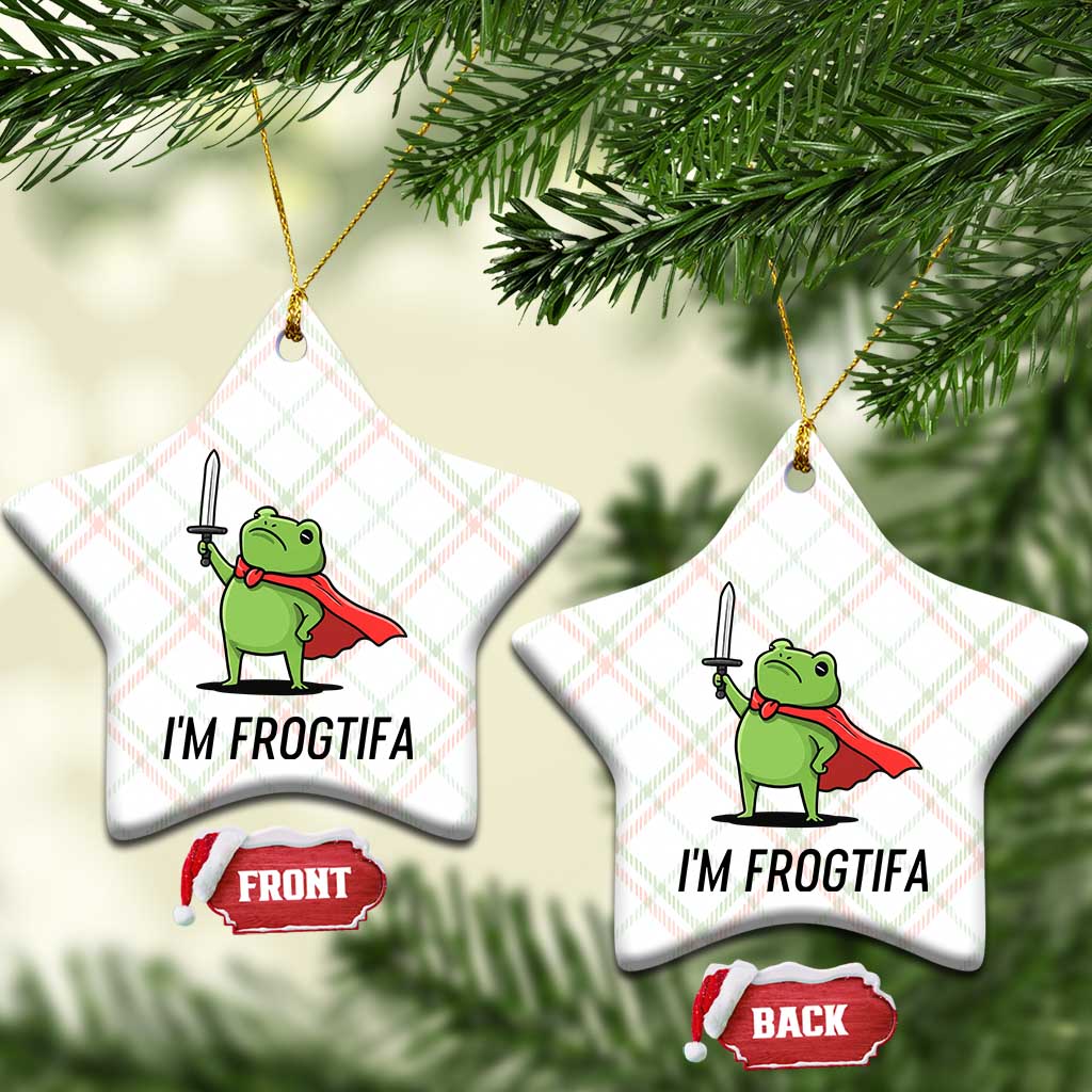 Funny Huzzah Frog Ceramic Ornament Im Frogtifa Knight Resist Protest - Wonder Print Shop