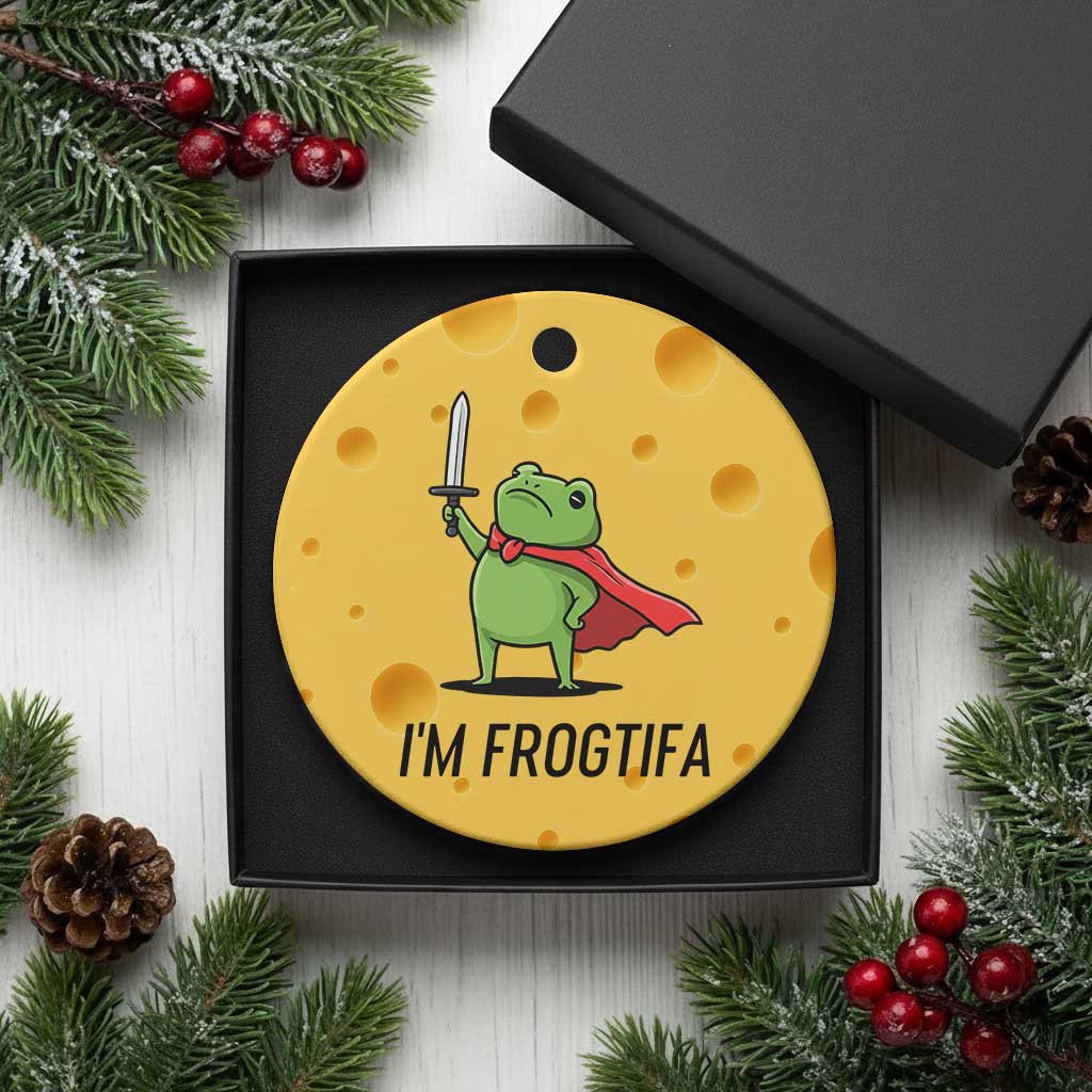 Funny Huzzah Frog Ceramic Ornament Im Frogtifa Knight Resist Protest - Wonder Print Shop