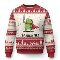 Funny Huzzah Frog Ugly Christmas Sweater Im Frogtifa Knight Resist Protest - Wonder Print Shop