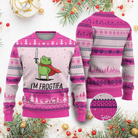 Funny Huzzah Frog Ugly Christmas Sweater Im Frogtifa Knight Resist Protest - Wonder Print Shop