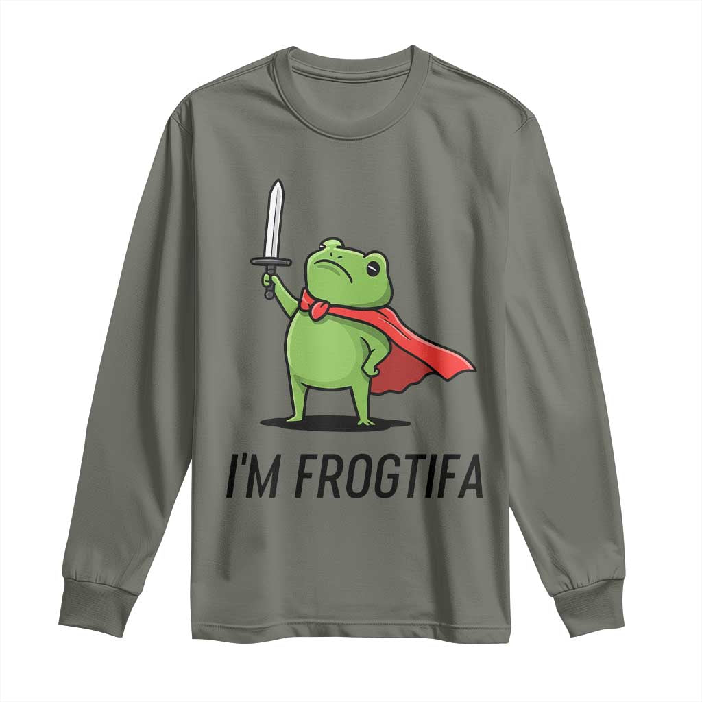 Funny Huzzah Frog Long Sleeve Shirt Im Frogtifa Knight Resist Protest - Wonder Print Shop