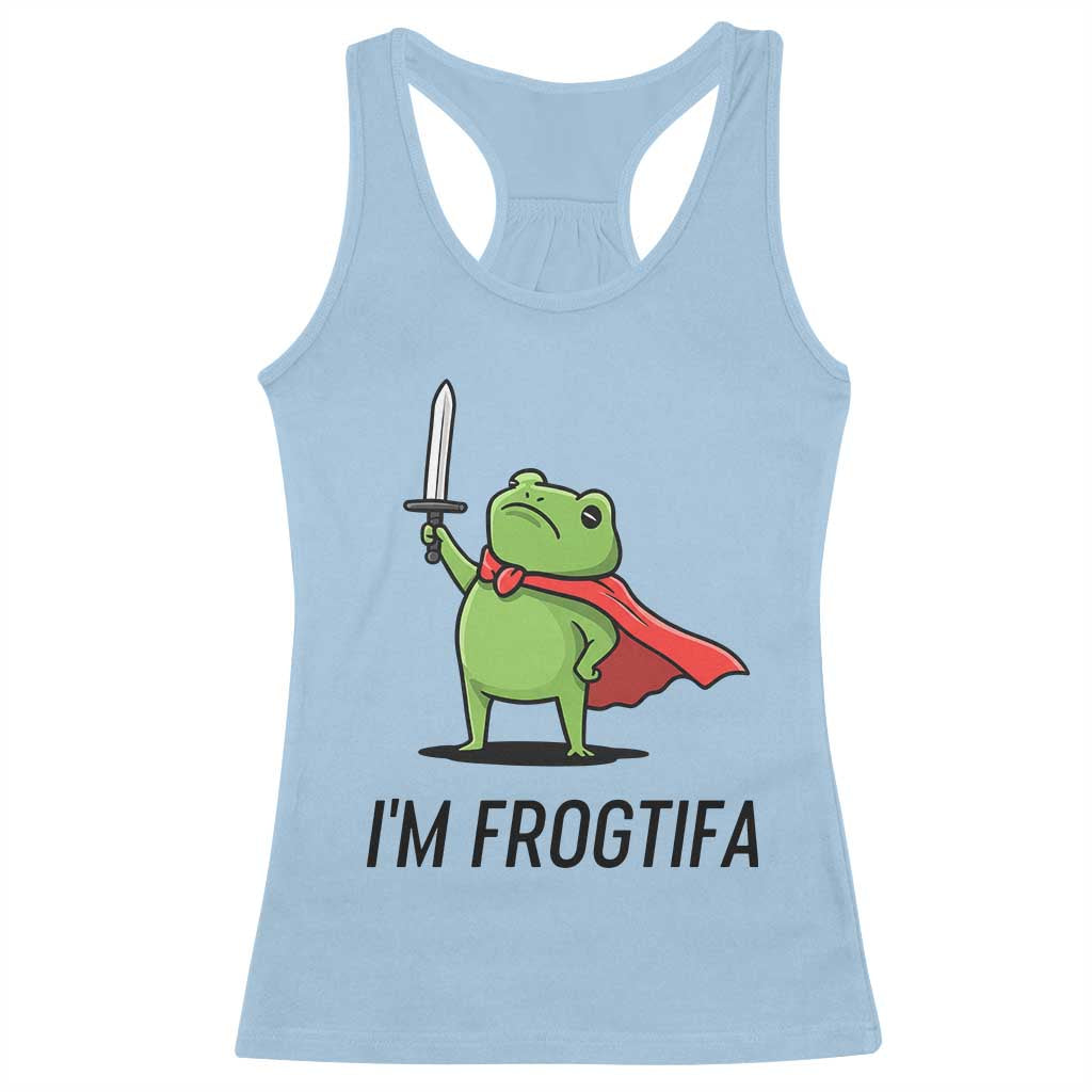 Funny Huzzah Frog Racerback Tank Top Im Frogtifa Knight Resist Protest - Wonder Print Shop