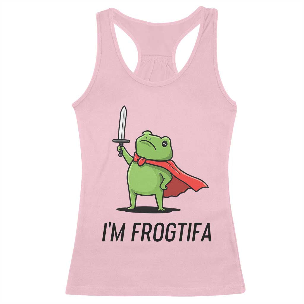 Funny Huzzah Frog Racerback Tank Top Im Frogtifa Knight Resist Protest - Wonder Print Shop