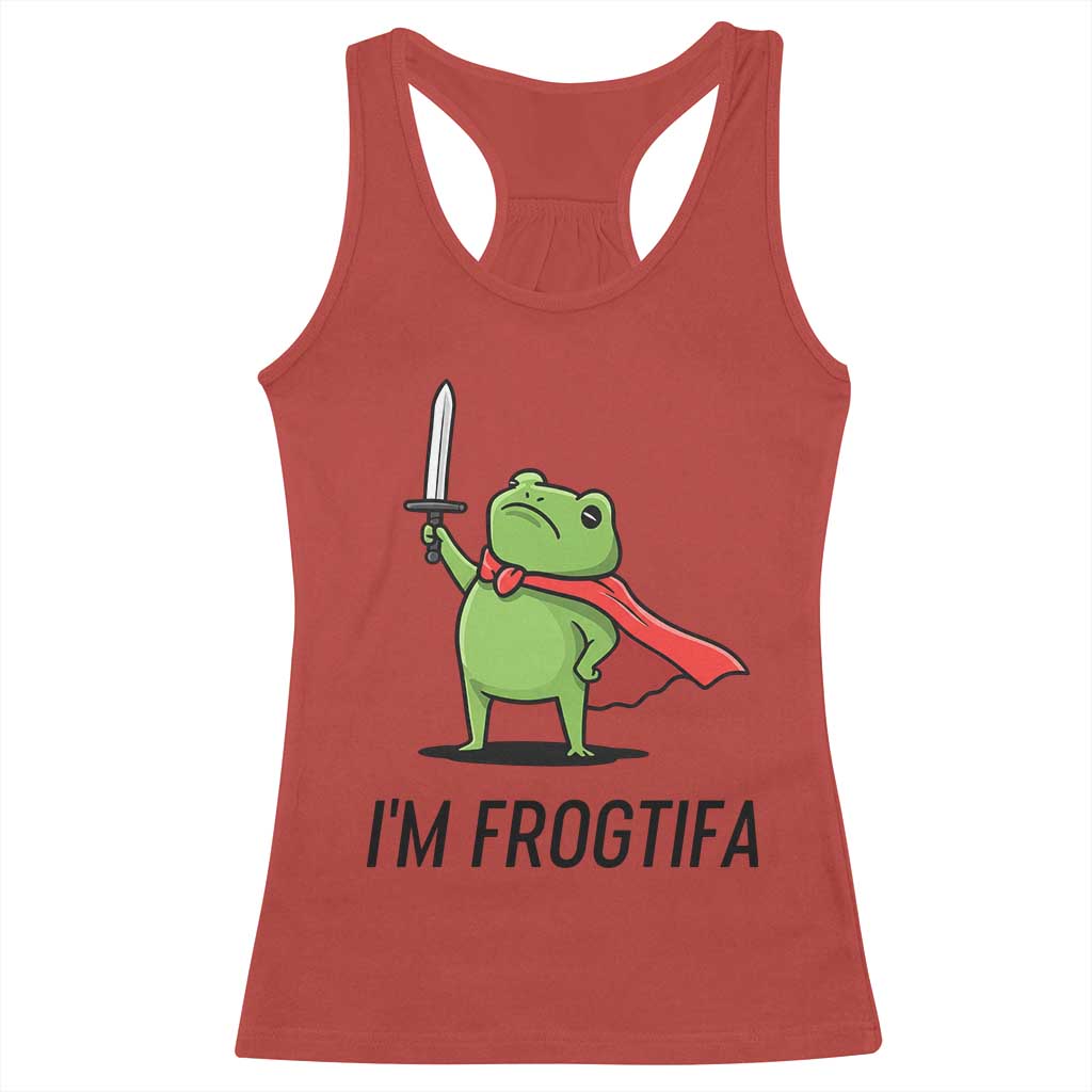 Funny Huzzah Frog Racerback Tank Top Im Frogtifa Knight Resist Protest - Wonder Print Shop