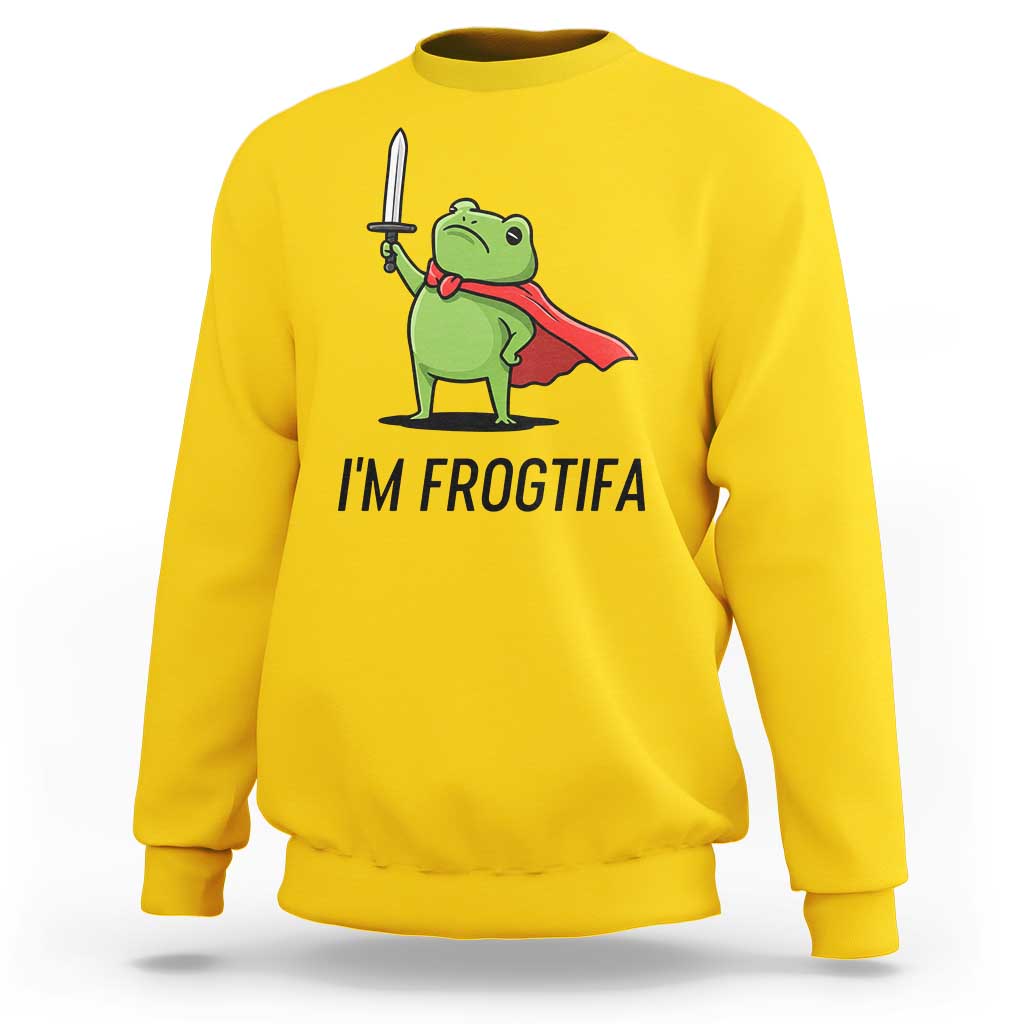 Funny Huzzah Frog Sweatshirt Im Frogtifa Knight Resist Protest - Wonder Print Shop