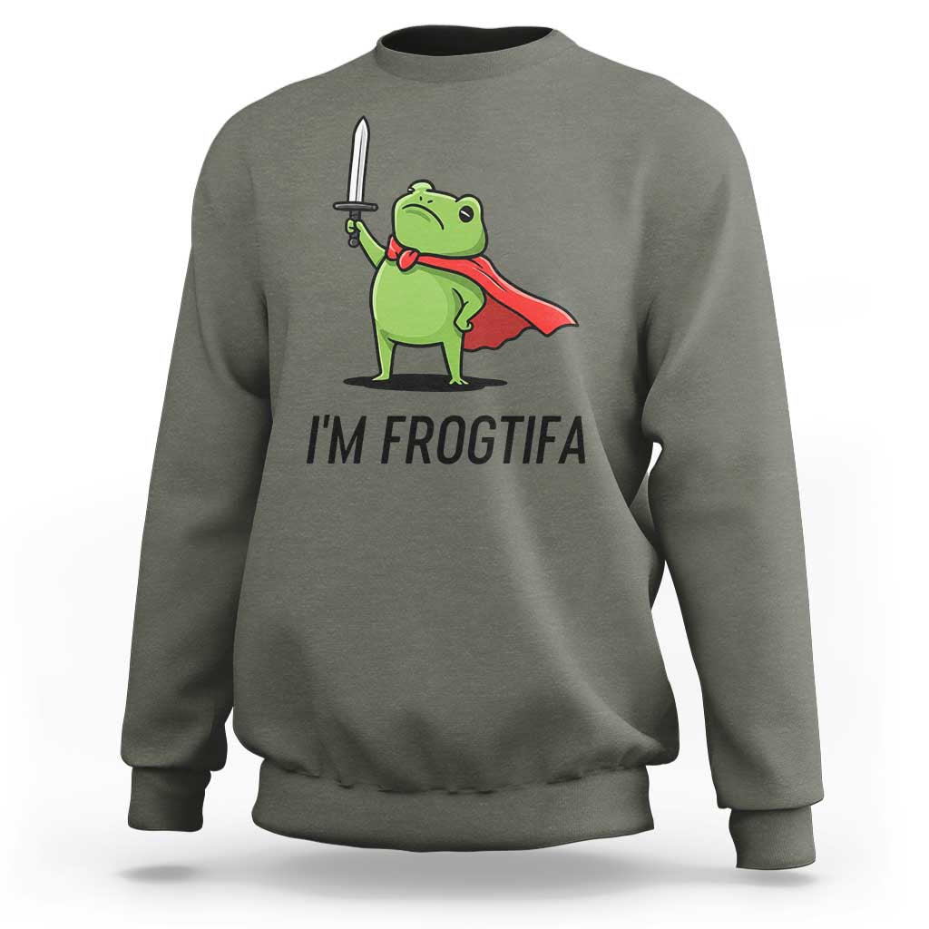Funny Huzzah Frog Sweatshirt Im Frogtifa Knight Resist Protest - Wonder Print Shop