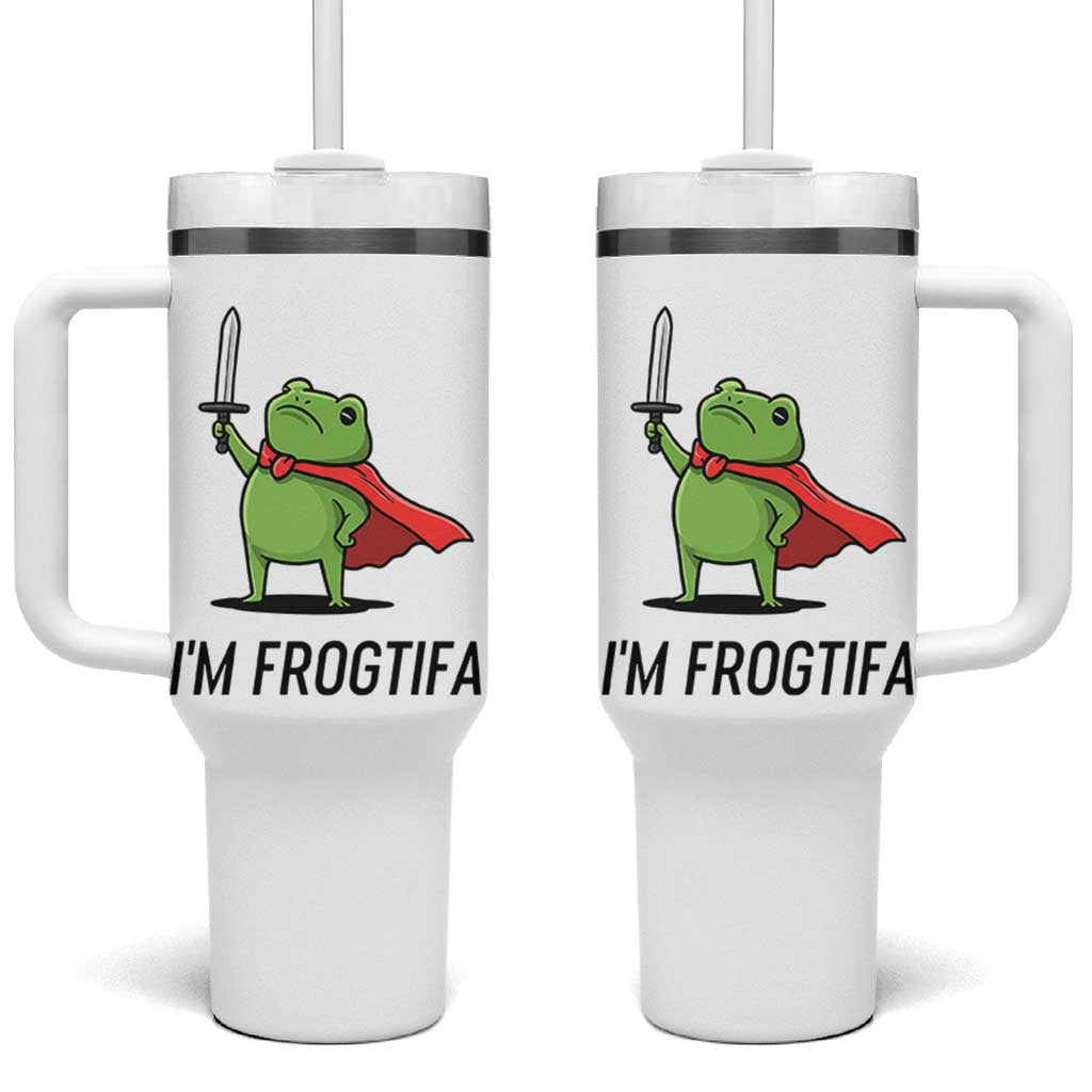 Funny Huzzah Frog Tumbler With Handle Im Frogtifa Knight Resist Protest - Wonder Print Shop