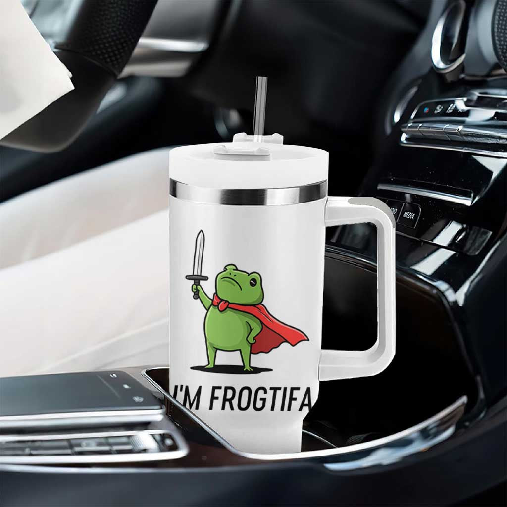 Funny Huzzah Frog Tumbler With Handle Im Frogtifa Knight Resist Protest - Wonder Print Shop