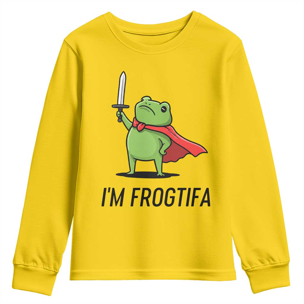 Funny Huzzah Frog Youth Sweatshirt Im Frogtifa Knight Resist Protest - Wonder Print Shop