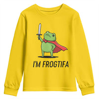Funny Huzzah Frog Youth Sweatshirt Im Frogtifa Knight Resist Protest - Wonder Print Shop