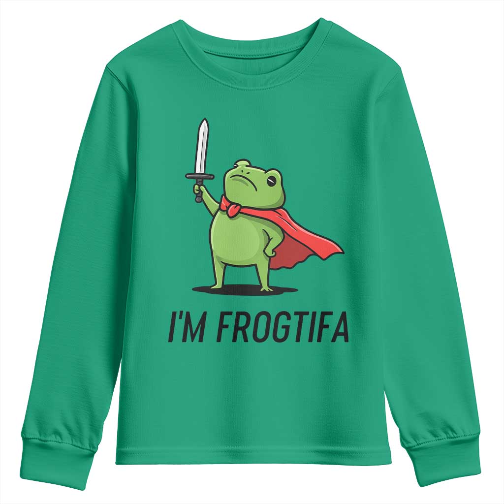 Funny Huzzah Frog Youth Sweatshirt Im Frogtifa Knight Resist Protest - Wonder Print Shop