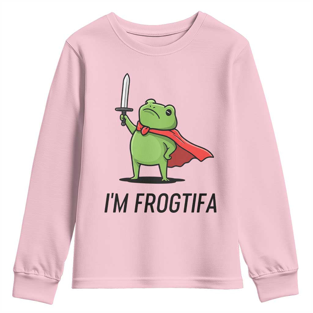 Funny Huzzah Frog Youth Sweatshirt Im Frogtifa Knight Resist Protest - Wonder Print Shop