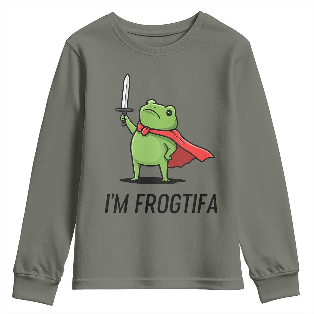Funny Huzzah Frog Youth Sweatshirt Im Frogtifa Knight Resist Protest - Wonder Print Shop