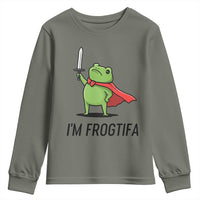 Funny Huzzah Frog Youth Sweatshirt Im Frogtifa Knight Resist Protest - Wonder Print Shop
