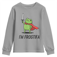 Funny Huzzah Frog Youth Sweatshirt Im Frogtifa Knight Resist Protest - Wonder Print Shop
