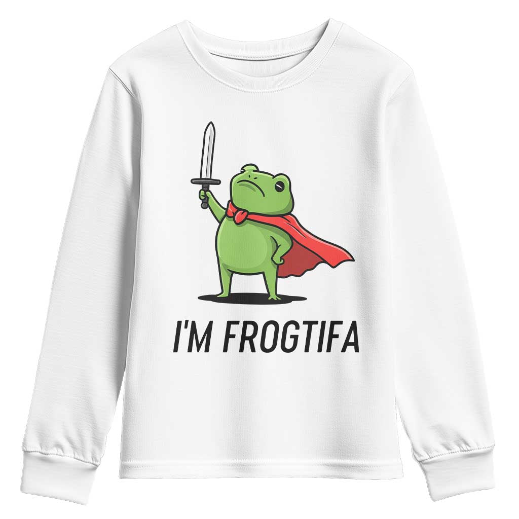 Funny Huzzah Frog Youth Sweatshirt Im Frogtifa Knight Resist Protest - Wonder Print Shop