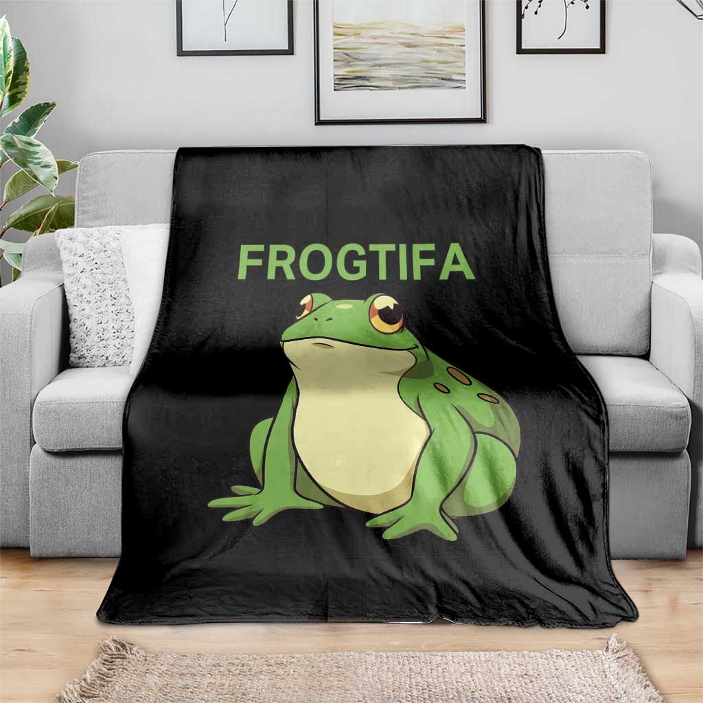 Funny Frogtifa Throw Blanket Resist Frog Protest Against Fascism - Wonder Print Shop