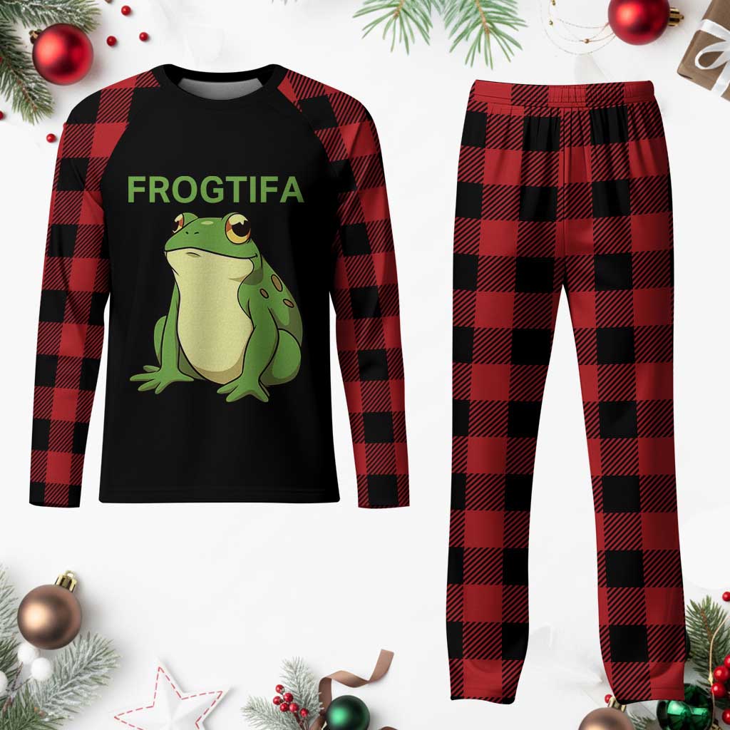 Funny Frogtifa Plaid Pajama Set Resist Frog Protest Against Fascism - Wonder Print Shop
