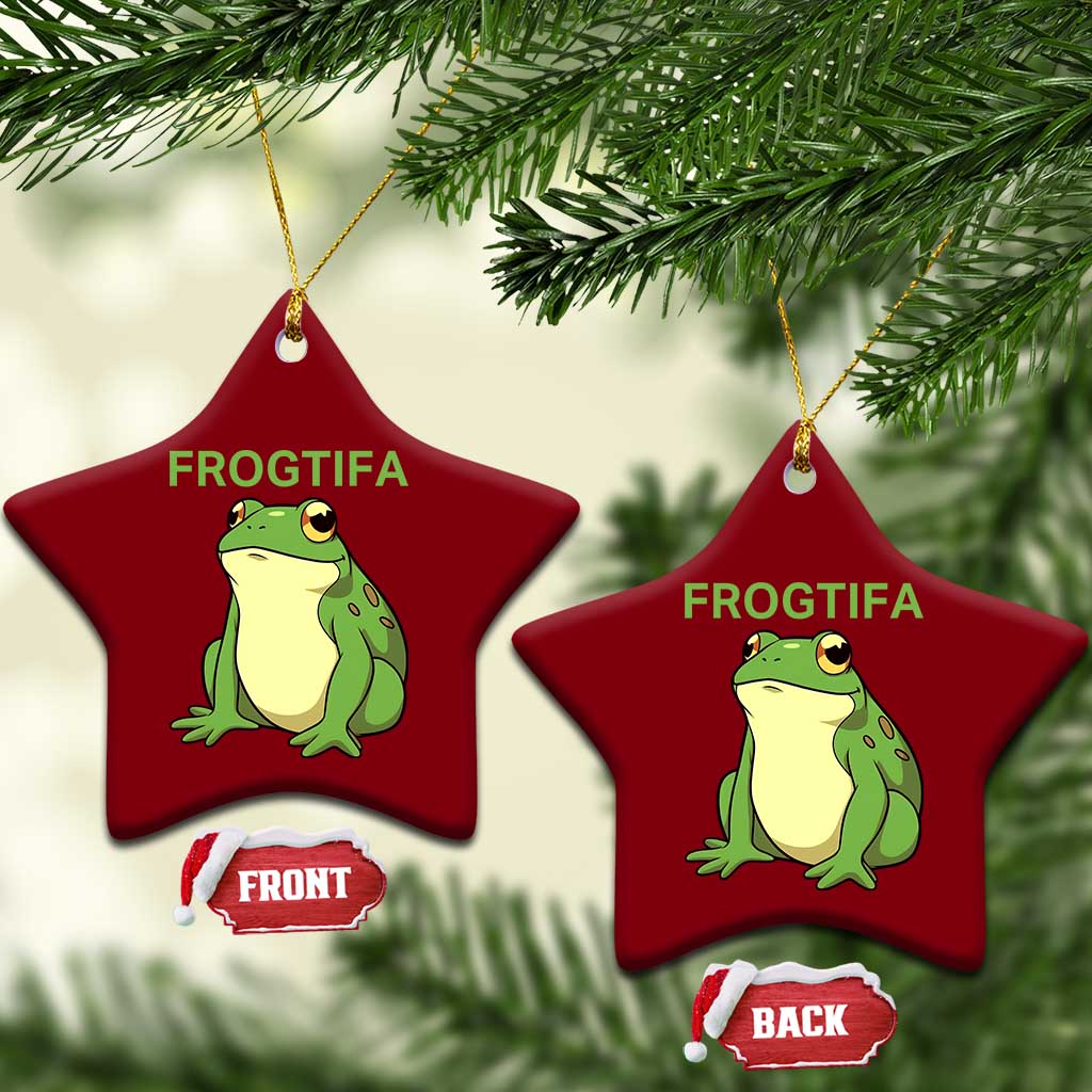 Funny Frogtifa Ceramic Ornament Resist Frog Protest Against Fascism - Wonder Print Shop
