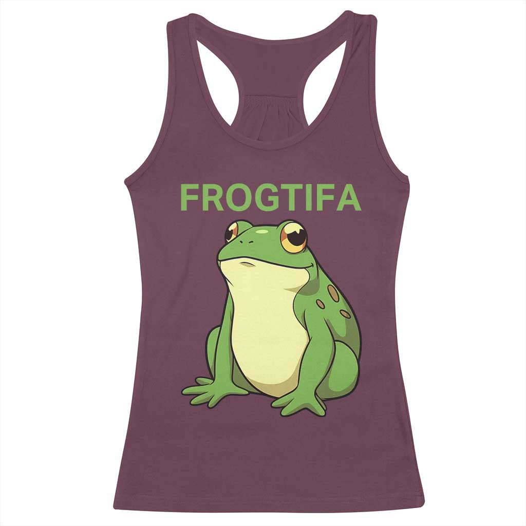 Funny Frogtifa Racerback Tank Top Resist Frog Protest Against Fascism - Wonder Print Shop