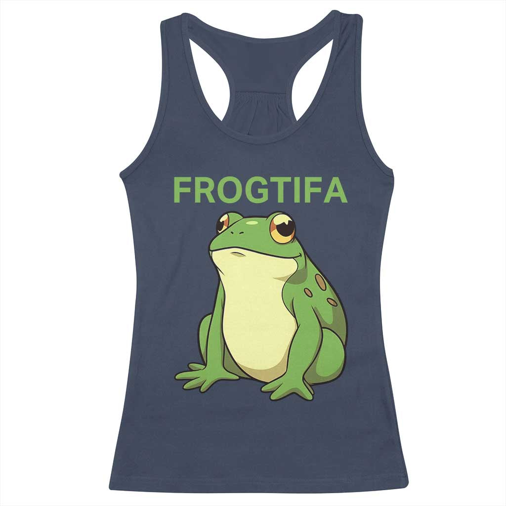 Funny Frogtifa Racerback Tank Top Resist Frog Protest Against Fascism - Wonder Print Shop