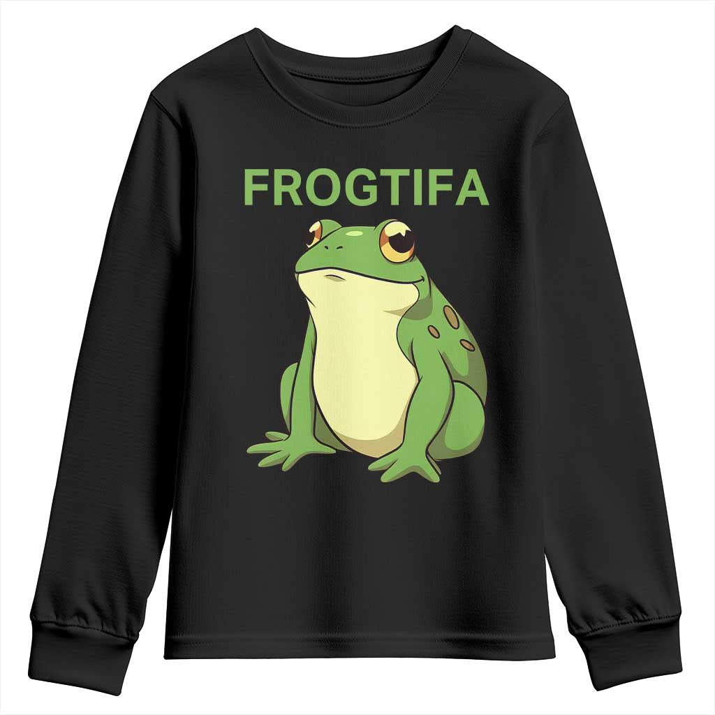 Funny Frogtifa Youth Sweatshirt Resist Frog Protest Against Fascism - Wonder Print Shop