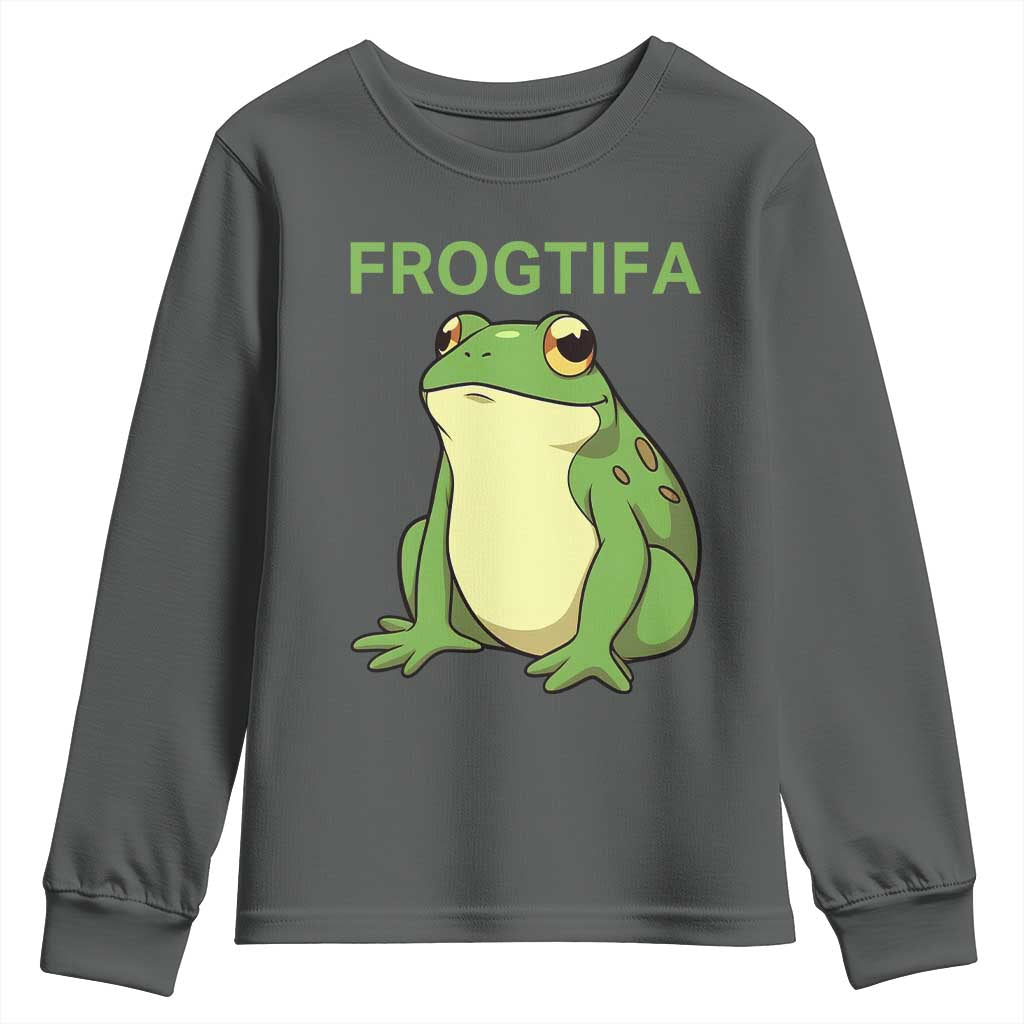 Funny Frogtifa Youth Sweatshirt Resist Frog Protest Against Fascism - Wonder Print Shop