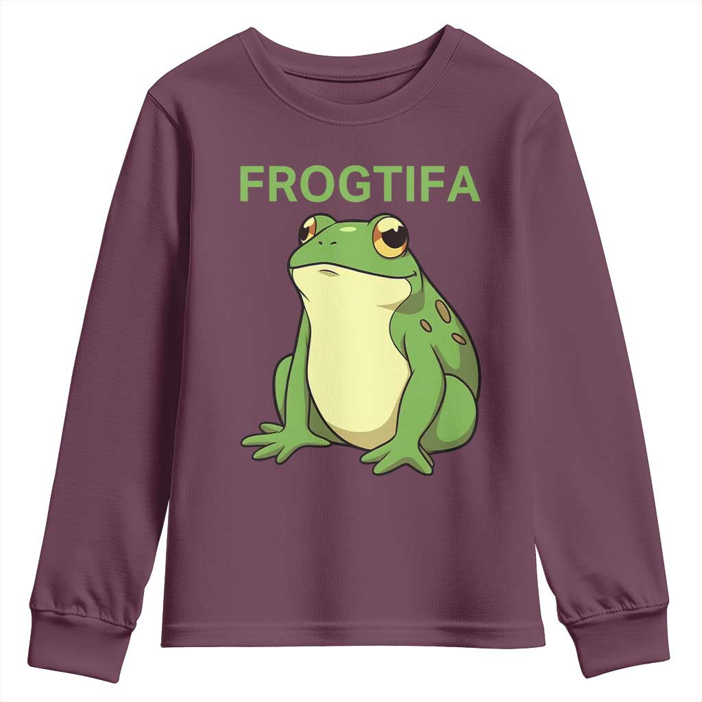 Funny Frogtifa Youth Sweatshirt Resist Frog Protest Against Fascism - Wonder Print Shop