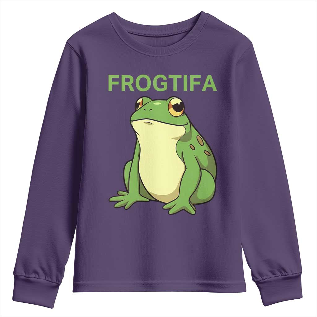 Funny Frogtifa Youth Sweatshirt Resist Frog Protest Against Fascism - Wonder Print Shop