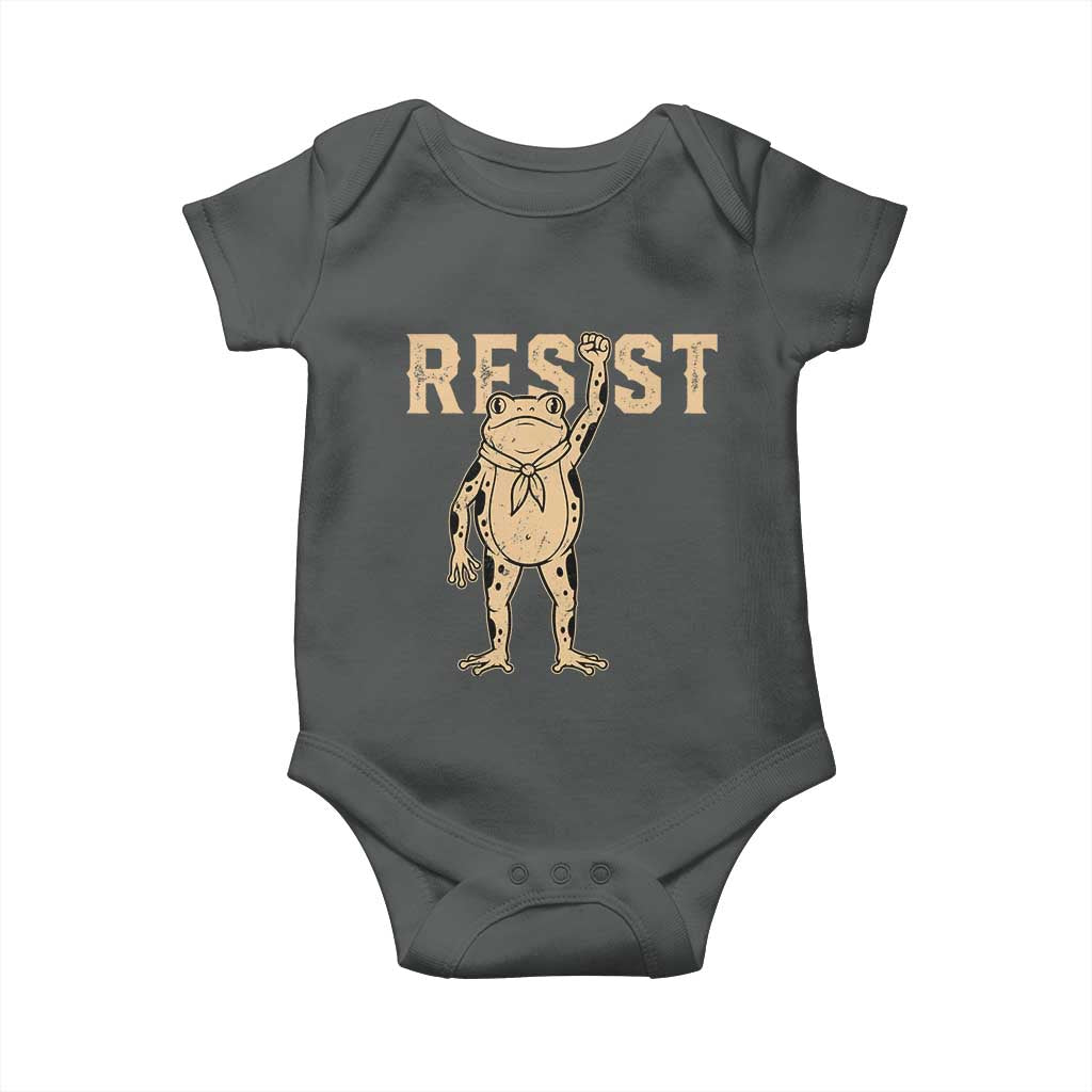 Frog Resist Baby Onesie Raised Fist Protest Fighter Retro Graphic - Wonder Print Shop