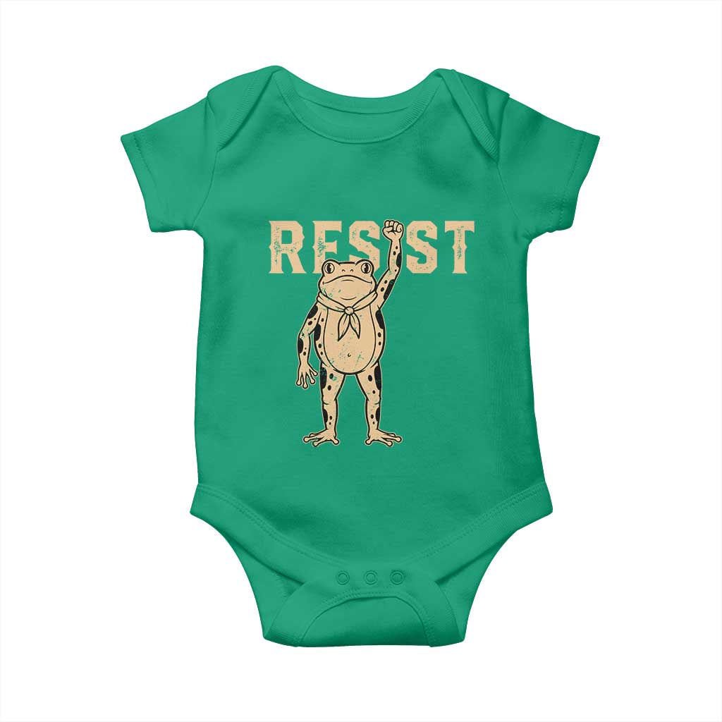 Frog Resist Baby Onesie Raised Fist Protest Fighter Retro Graphic - Wonder Print Shop