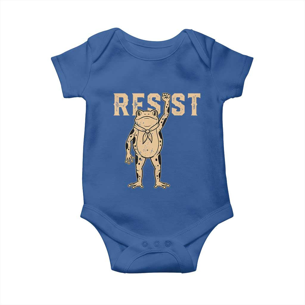 Frog Resist Baby Onesie Raised Fist Protest Fighter Retro Graphic - Wonder Print Shop