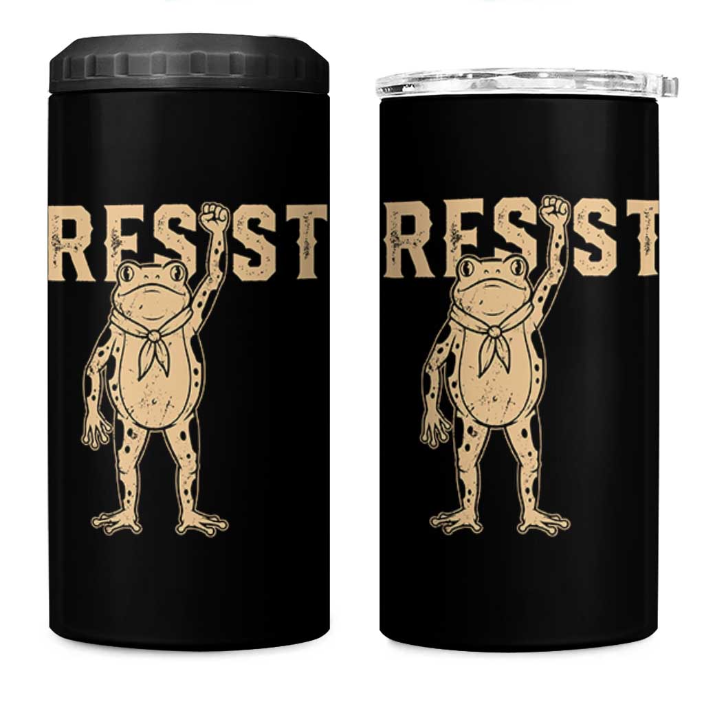 Frog Resist 4 in 1 Can Cooler Tumbler Raised Fist Protest Fighter Retro Graphic - Wonder Print Shop