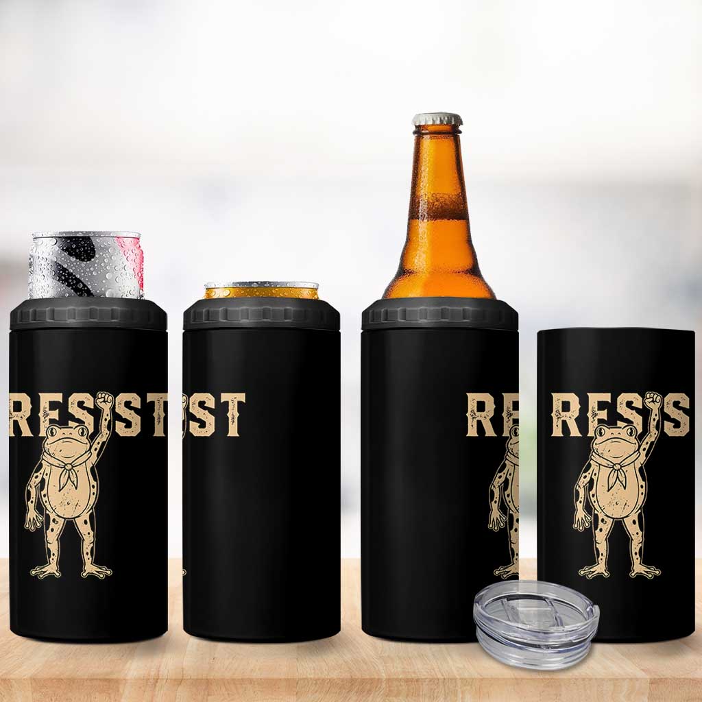 Frog Resist 4 in 1 Can Cooler Tumbler Raised Fist Protest Fighter Retro Graphic - Wonder Print Shop